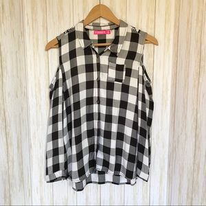 Girls Plaid Open Shoulder Long Sleeve Shirt!